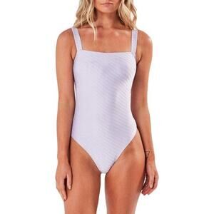Charlie Holiday Miami Women's Ribbed High Leg One Piece Swimsuit in Lilac